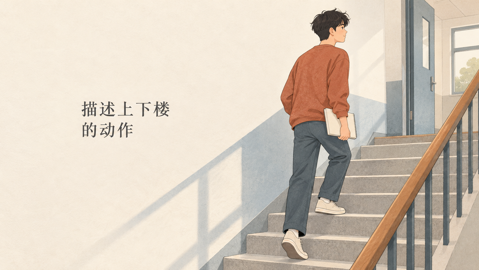 Describing the Actions of Going Up and Down Stairs: Xiao Lin and Xiao Yu
