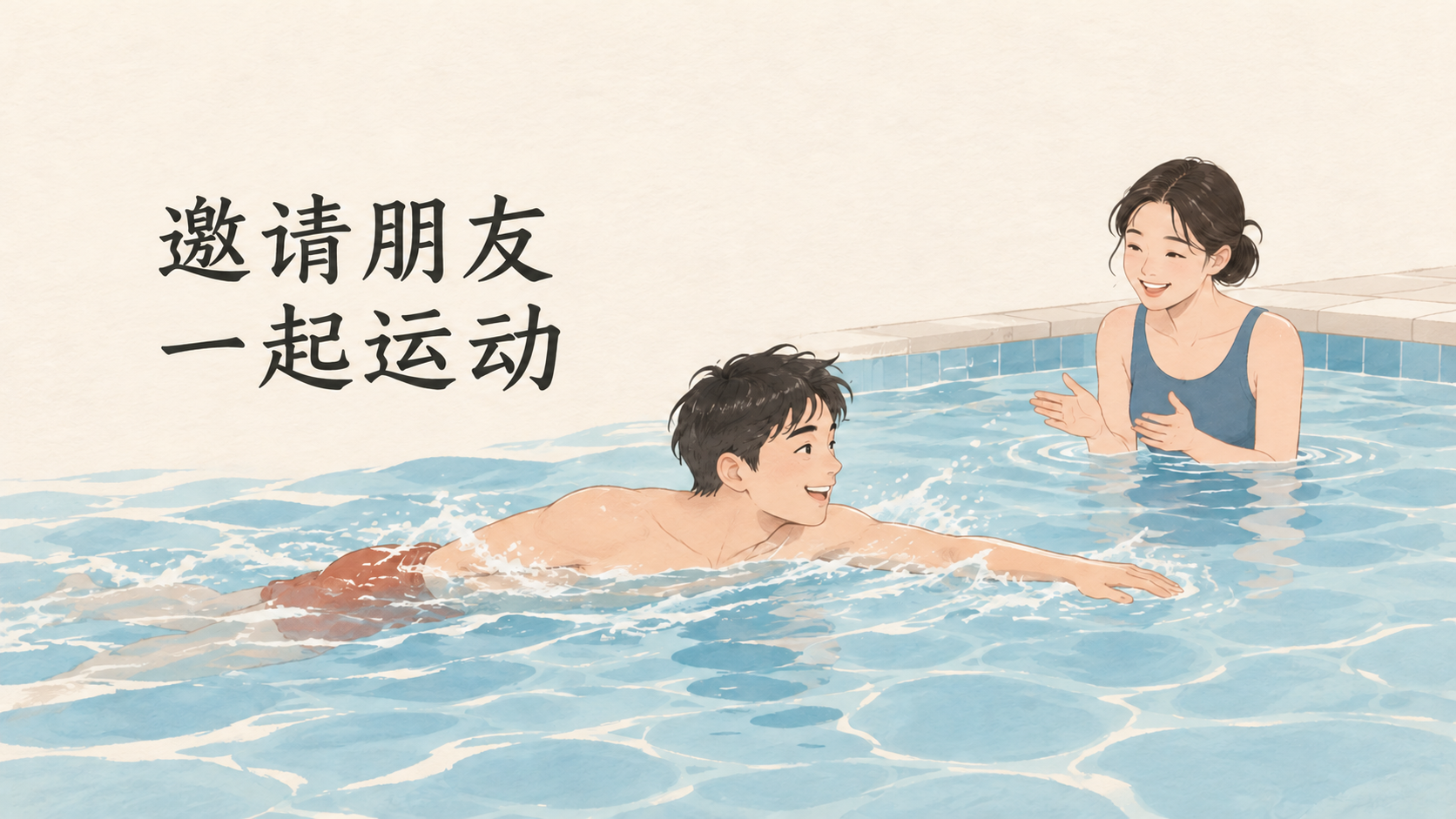 Inviting friends to exercise together: Xiao Lin and Xiao Yu